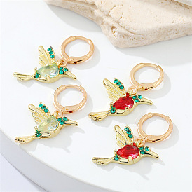 Colorful Zircon Bird Earrings for Women, Cute and Fashionable Animal Ear Cuffs with Personality