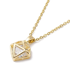 Brass with Glass Pendant Necklaces, Diamond