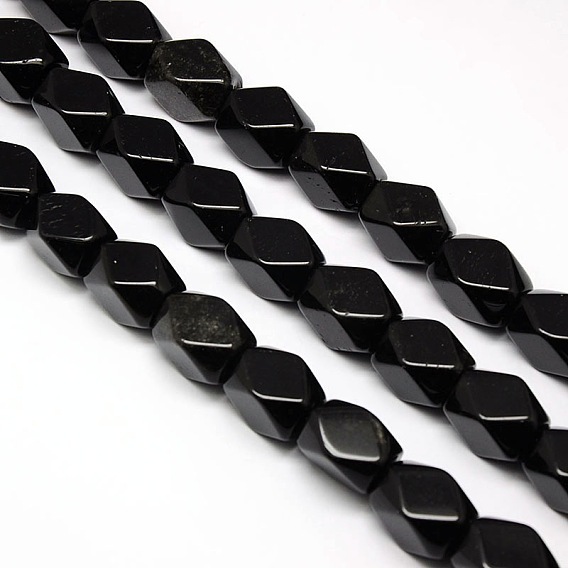 Natural Obsidian Faceted Rhombus Beads Strands