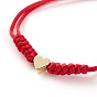 Ensembles de bracelets de perles tressées en fil de nylon réglable unisexe, avec des perles coeur en laiton doré