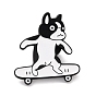 Broche en émail de skateboard de chien, Broche en émail en alliage animal mignon pour vêtements de sac à dos, électrophorèse noir