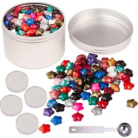 CRASPIRE DIY Letter Seal Kit, with Sealing Wax Particles, Stainless Steel Spoon, Candle and Aluminium Tin Cans