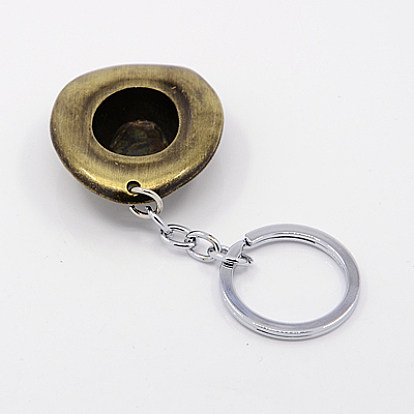 Porte-clé personnalisé, anneau de saut en fer avec pendentifs en alliage, chapeau de cowboy, 100mm