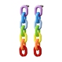 Boucles d'oreilles pendantes arc-en-ciel, avec chaînes de câble en acrylique, 304 broches et écrous d'oreille en acier inoxydable