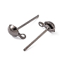 Iron Post Ear Studs, with Loop, Half Ball,13mm, Hole: 1mm