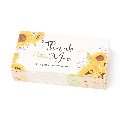 Thank You for Supporting My Business Card, for Decorations, Rectangle with Sunflower Pattern