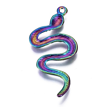 Rainbow Color Alloy Pendants, Cadmium Free & Nickel Free & Lead Free, Snake