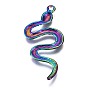 Rainbow Color Alloy Pendants, Cadmium Free & Nickel Free & Lead Free, Snake