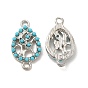 Alloy Connector Charms with Synthetic Turquoise, Teardrop Links with Tree, Nickel