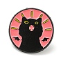 Alfileres de esmalte de gato de dibujos animados, insignia de aleación negra para mujer