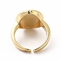 Natural Shell Oval Open Cuff Ring, Brass Jewelry for Women