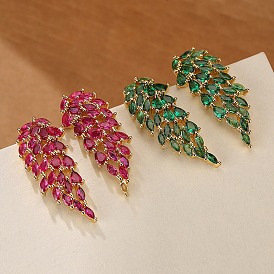 Luxury Copper Plated Gold Zirconia Statement Earrings for Women