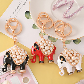 Elephant Alloy Water Drill Keychain Creative Gift Pendant Metal Keyring Jewelry