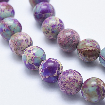 Natural Imperial Jasper Beads Strands, Dyed, Round