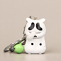 Cute Face Covering Cat Resin Pendant Keychain, with Random Color Bell Charms, Cartoon Doll for Bag Pendant Ornament