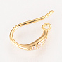 Brass Micro Pave Cubic Zirconia Earring Hooks, with Horizontal Loop, Nickel Free, Real 18K Gold Plated
