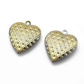 Brass Locket Pendants, Photo Frame Charms for Necklaces, Cadmium Free & Nickel Free & Lead Free, Heart