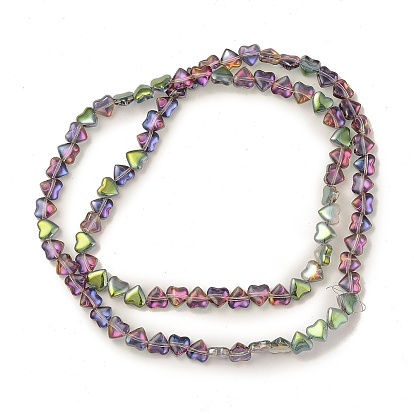 Electroplate Transparent Glass Beads Strands, Heart