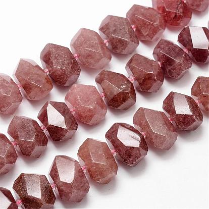 Natural Strawberry Quartz Bead Strands, Nuggets, 15~25x13~17mm, Hole: 2.5mm, about 26pcs/strand, 16 inch