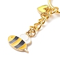 Alloy & Brass Enamel Keychains, with 304 Stainless Steel & Iron Findings, Bees & Heart