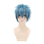 Short Blue Anime Cosplay Wigs, Synthetic Hero Wigs for Makeup Costume, with Bang