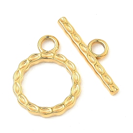304 Stainless Steel Toggle Clasps, Textured Ring