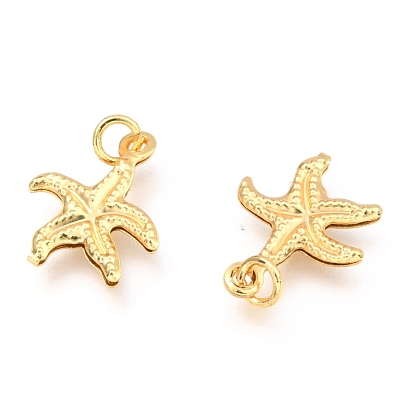 Brass Charms, Long-Lasting Plated, Starfish