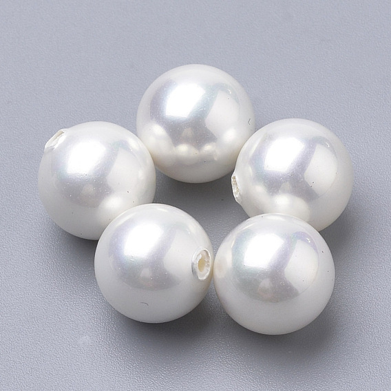 Perlas de concha de perla, medio-perforado, rondo