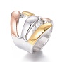 304 Stainless Steel Finger Rings, Stainless Steel Color & Golden & Rose Gold