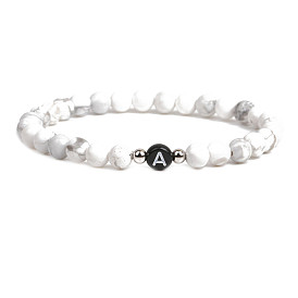 Bracelet turquoise blanc de mm - bracelet en perles alphabet pour hommes et femmes
