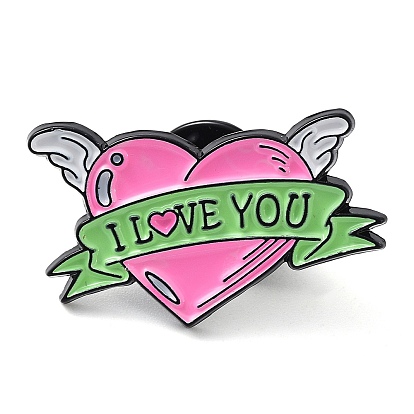 Valentine's Day
 Black Zinc Alloy Brooches, Skull/Heart/Rose Pink Enamel Pins for Women