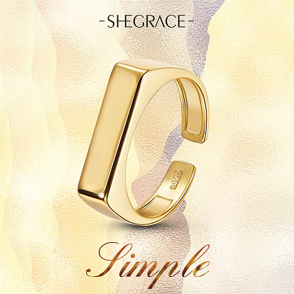 Кольца-манжеты shegrace 925 из стерлингового серебра, открытые кольца, с печатью 925