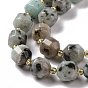 Natural Sesame Jasper Beads Strands, with Seed Beads, Faceted Bicone Barrel Drum