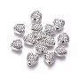 Perles en alliage de style tibétain, sans cadmium et sans plomb, cœur, 9x9x4mm, Trou: 1.5mm