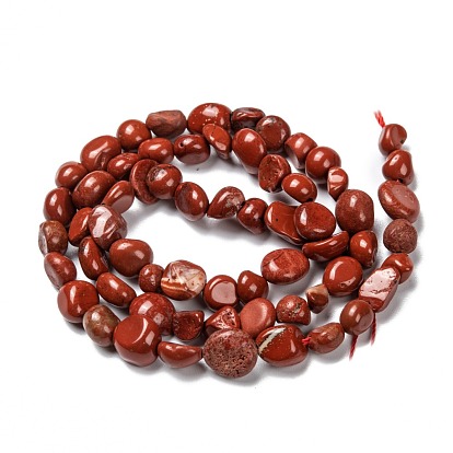 Brin de perles de pépites de jaspe rouge naturel, pierre tombée