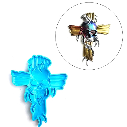DIY Cross & Skull Wall Decoration Silicone Molds, Resin Casting Molds, for UV Resin, Epoxy Resin Jewelry Making