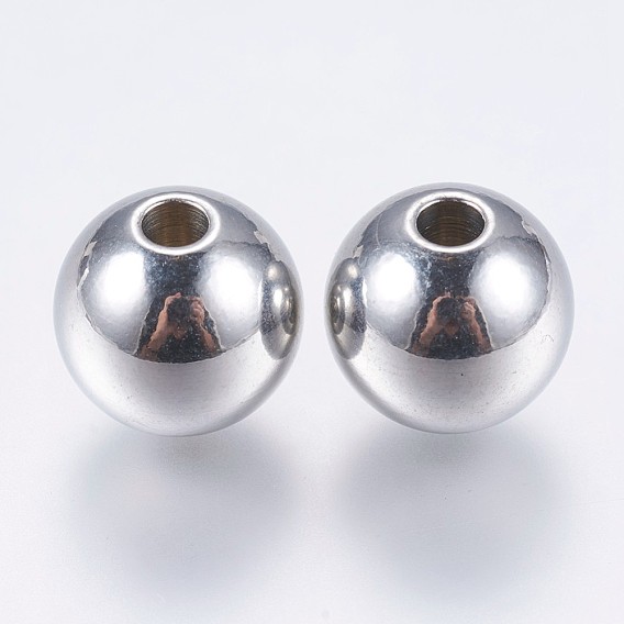 201 Stainless Steel Beads, Solid Round