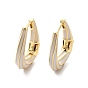 Enamel Teardrop Hoop Earrings, Golden Brass Jewelry for Women
