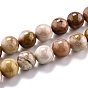 Petrificados perlas de madera hebras naturales, rondo