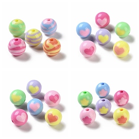 Perles acryliques opaques bicolores, ronde