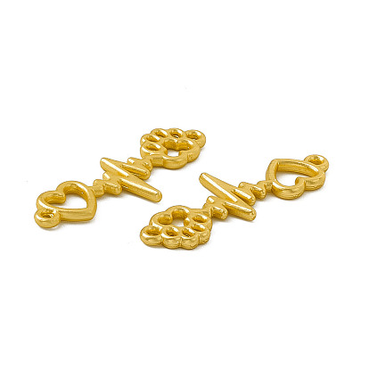 Rack Plating Alloy Connector Charms, Cadmium Free & Nickel Free & Lead Free, Paw with Heart Links