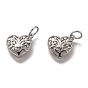 Brass Micro Pave Clear Cubic Zirconia Charms, Cadmium Free & Lead Free, Long-Lasting Plated, Heart with Tree of Life