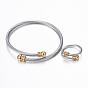 Trendy 304 Stainless Steel Torque Bangles & Rings Sets