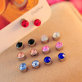 Sparkling Magnetic Ear Studs with Cubic Zirconia - No Piercing Required!