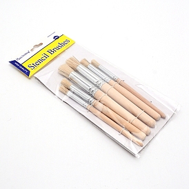 Wooden Stencil Brushes,with Bristles Hair Brush, for DIY Crafts Card Making Acrylic Oil Watercolor Art Painting Supplies