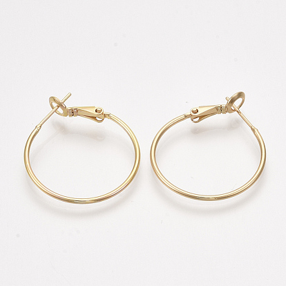 Brass Hoop Earrings, Real 18K Gold Plated