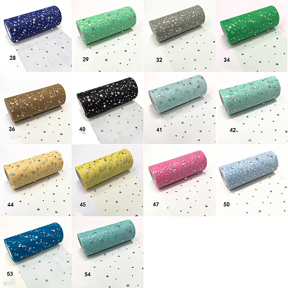 Glitter Sequin Deco Mesh Ribbons, Tulle Fabric, Tulle Roll Spool Fabric For Skirt Making, Moon & Star Pattern