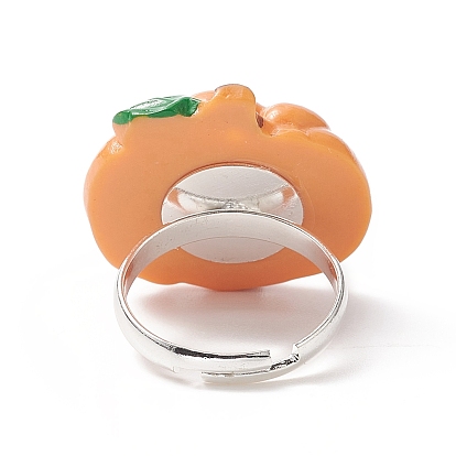 Регулируемое кольцо из смолы на тему Хэллоуина, серебряные латунные украшения для женщин