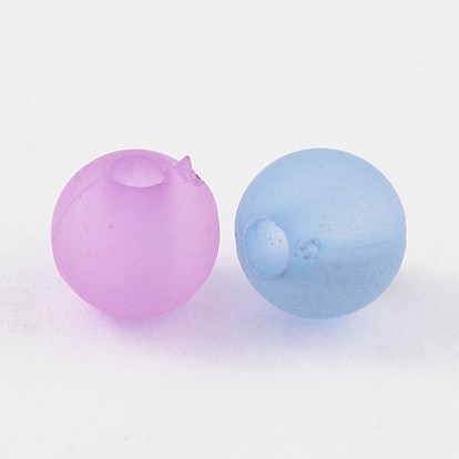 Perles acryliques transparentes, ronde, givré, 6mm, Trou: 1.8mm
