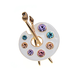 Palette Alloy Rhinestone Brooches for Painting Lovers, with Enamel